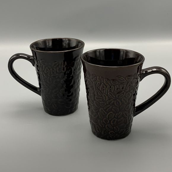 Lot of 2 KAHLUA Pernod Ricard USA Brown Textured Bean Coffee Mugs Cups 12 oz - Picture 4 of 7